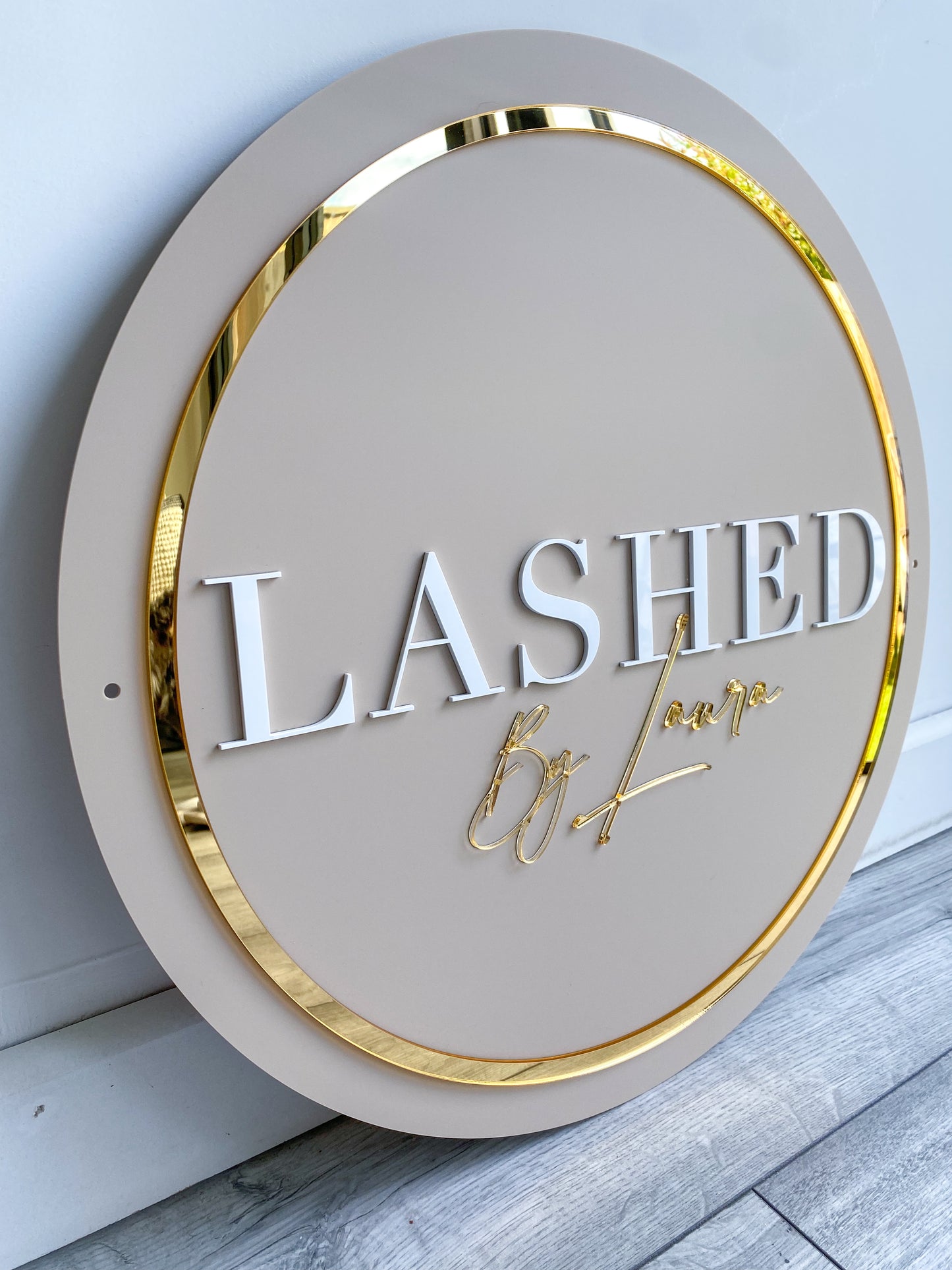 Acrylic Business Sign | Circle Base With Rim