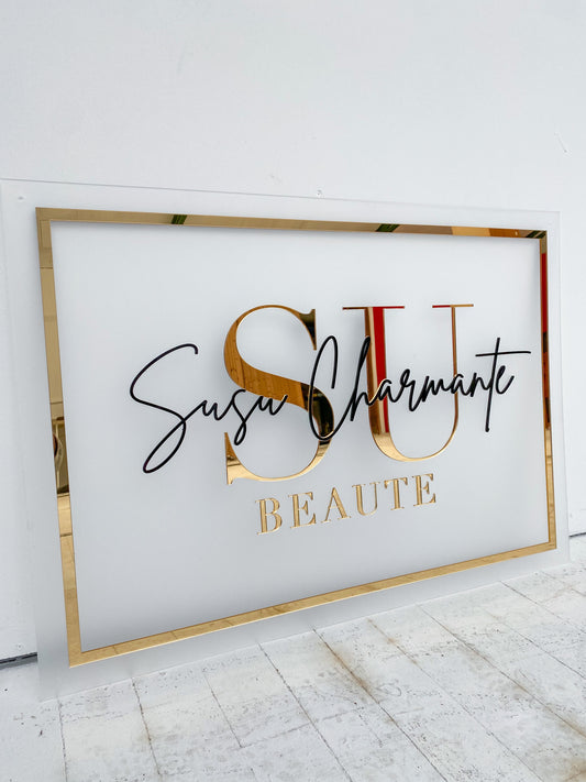 Rectangle Acrylic Business Sign | Frosted Acrylic