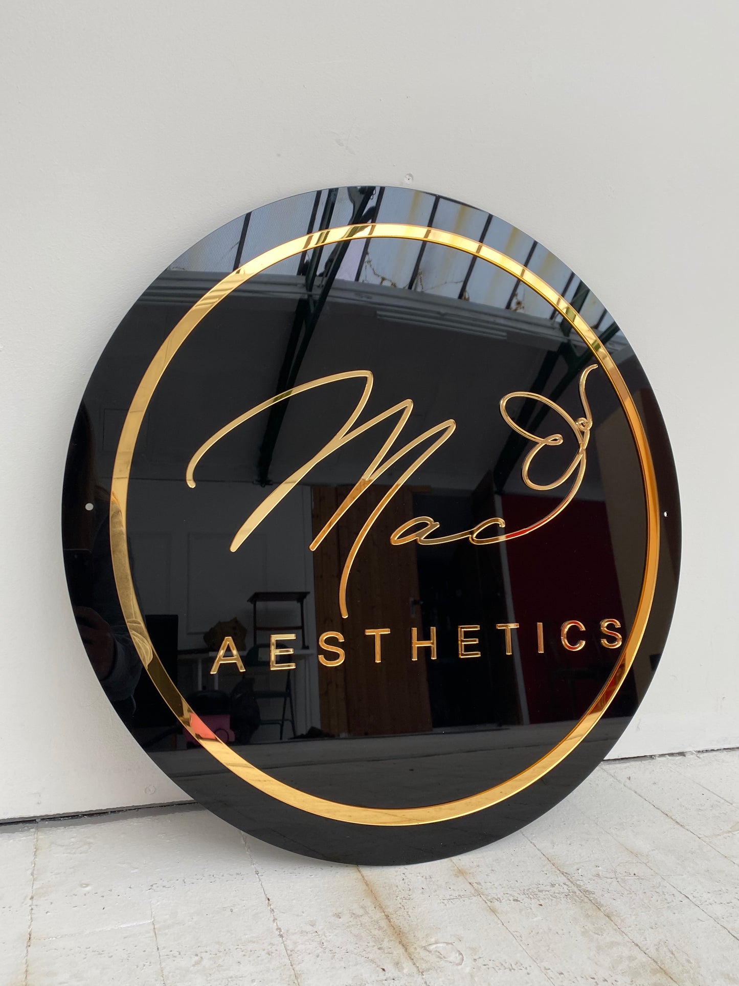 Acrylic Business Sign | Circle Base With Rim