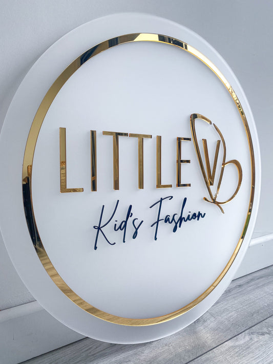 Acrylic Business Sign | Frosted Circle With Rim